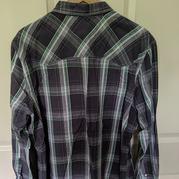 👣Helix Grey and Green Plaid Western Shirt - Picture 3 of 3